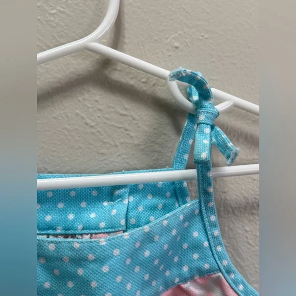 Mud Pie Bubble Romper Bird Pink and Blue Polkadot Baby Girl Bubble Boutique - Picture 3 of 6